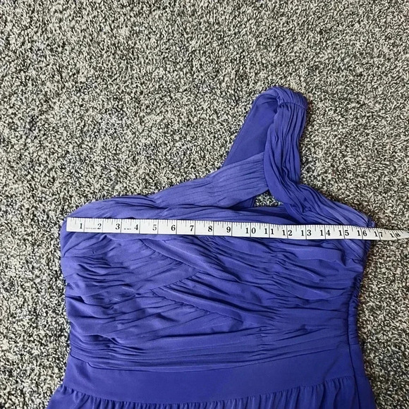 GIANNI BINI SMOCKED PURPLE SEMI FORMAL MIDI DRESS STRAPLESS SIZE LARGE - Picture 5 of 8